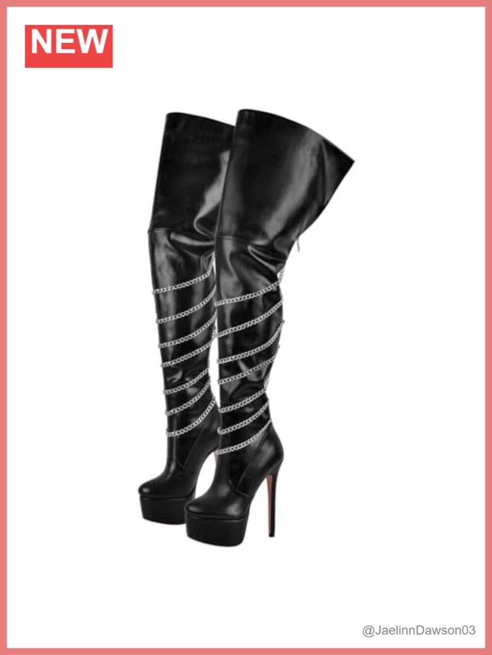 Stiletto Over the Knee High Boots with Chains Platform Heeled Boots for Women